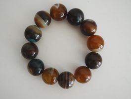 Achat Armband Kugeln Bänderachat braun blau ca. 16 mm