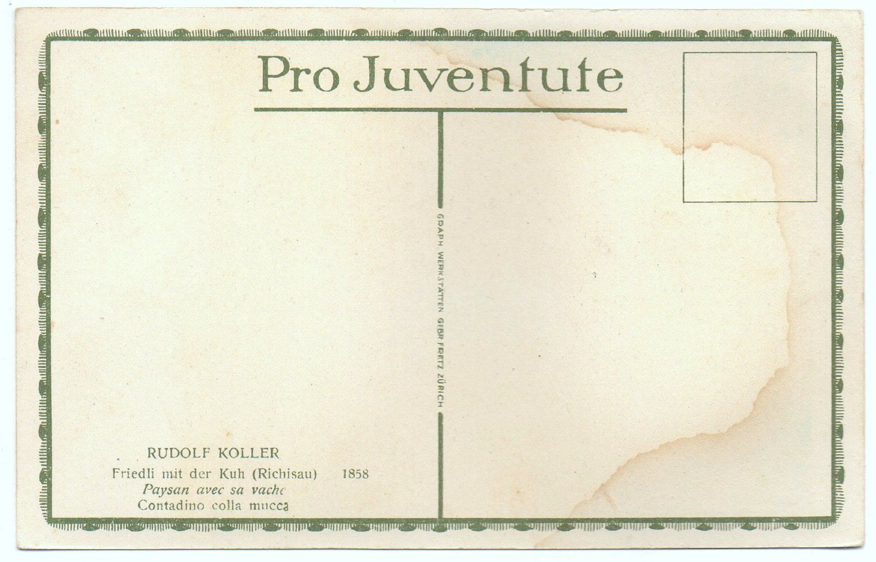 Cartoline postali: GLARUS RICHISAU Friedli mit der Kuh - Künstler Rudolf Koller – Usato da Jona venduto da philajona 1