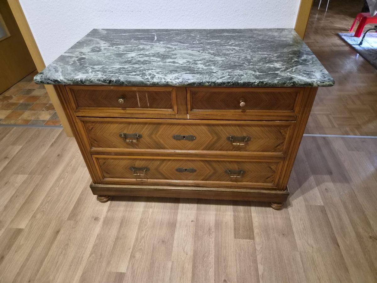 Cassettiere: Kommode Holz mit Schubladen und Marmorplatte – Usato da Langnau am Albis venduto da corebis 3