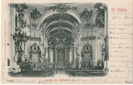 Prägekarte (Relief). St. Gallen - inneres der Kathedrale