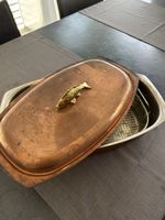 Fischpfanne Kupfer mit Einsatz Deckel Fischgriff gebraucht