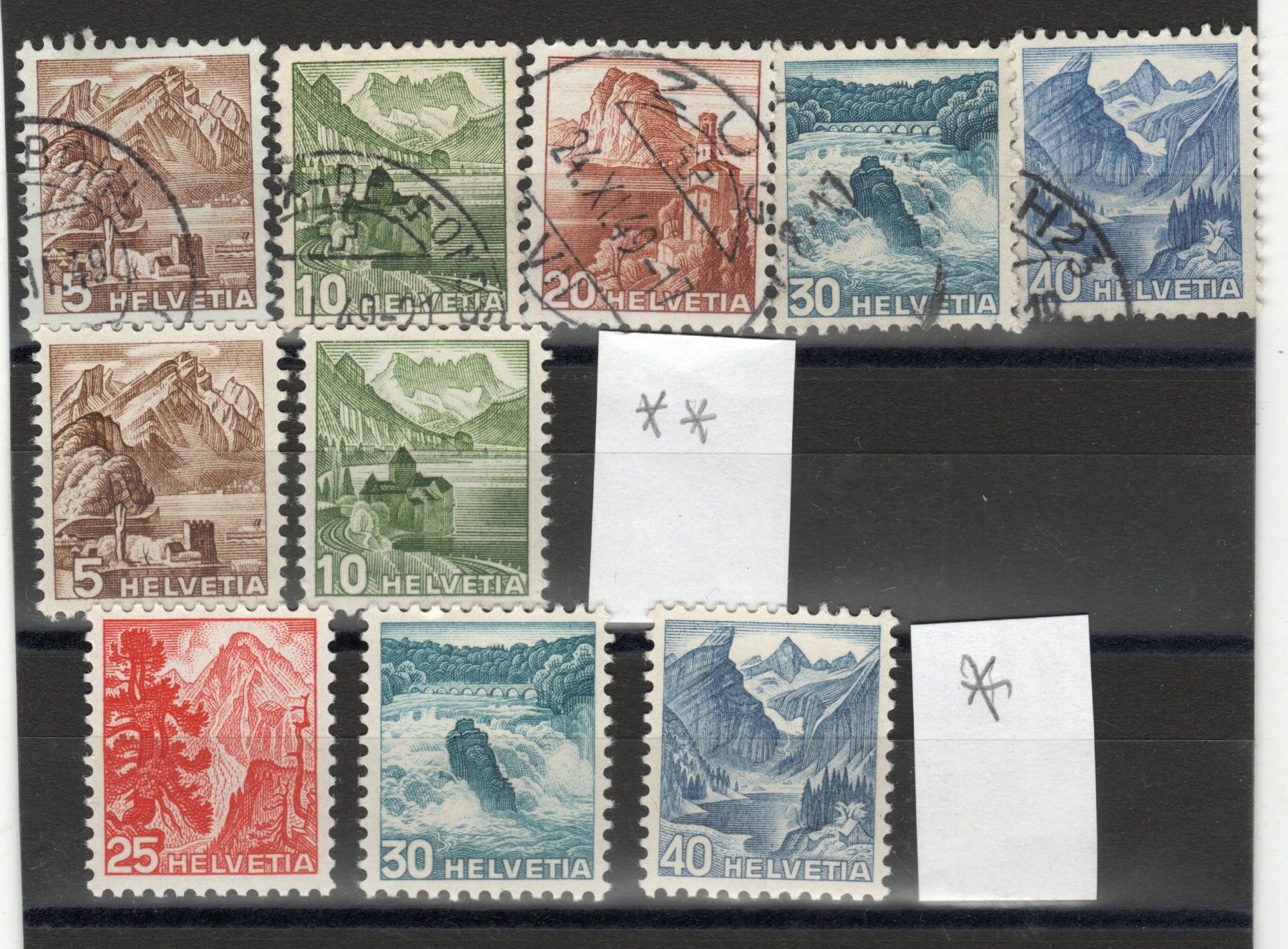 Tutti i francobolli: 13c CH 1948 Paesaggi**/* – Usato da BREGANZONA venduto da adelio8