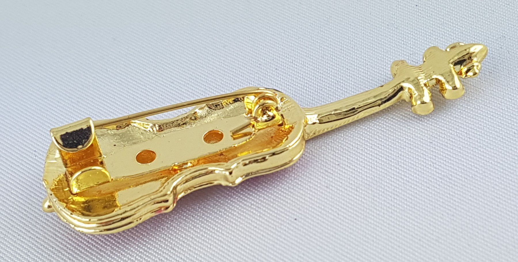 Spille & Fermagli: Brosche  -  VIOLINE  mit Glitzersteinen - 5,5x2cm - Neu – Nuovo e nell'imballaggio originale da Grenchen venduto da Yamahwildstar16 3