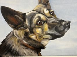 "Shepherd Look up" Originalgemälde, Leinwand, ungerahmt.