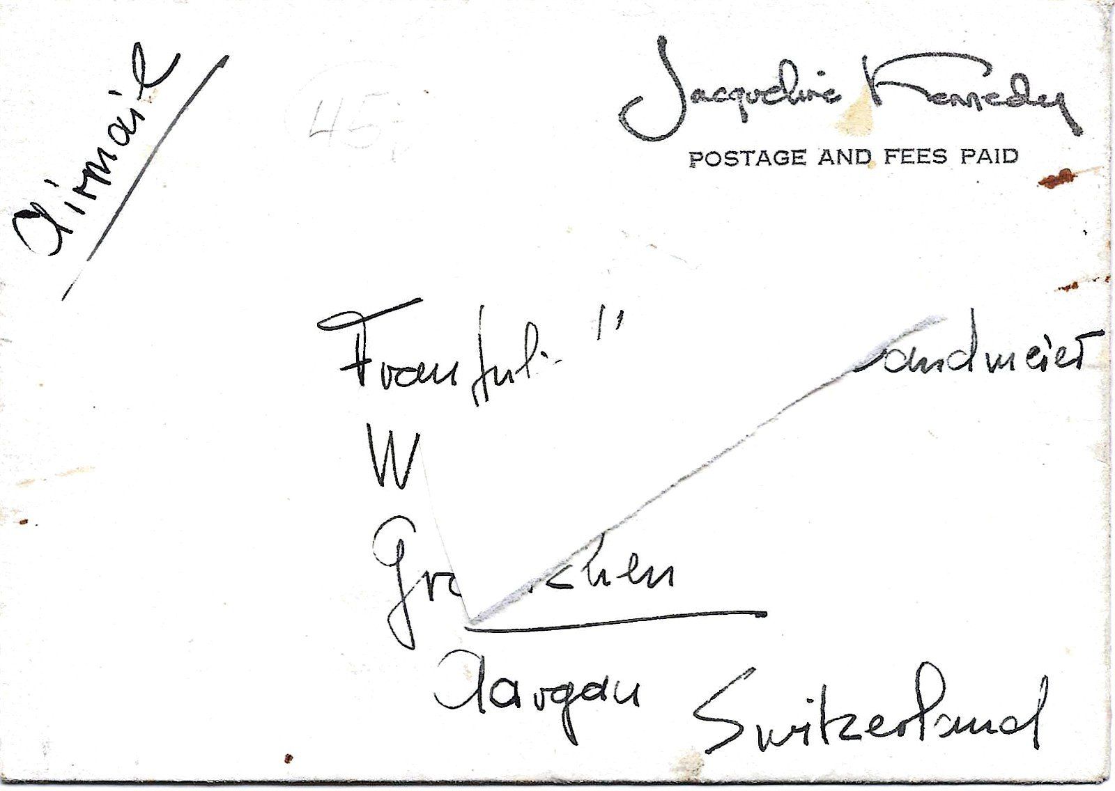 Cartoline: Dankeskarte von Jaqueline Kennedy – Usato da Buchs AG venduto da Baerfisch