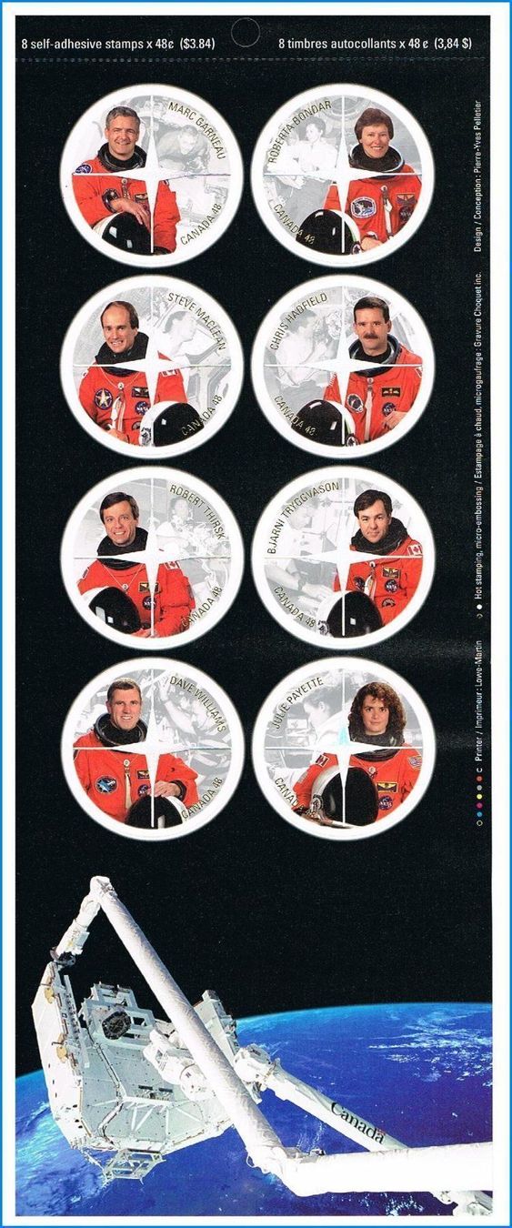 Tutti i francobolli: 8 Offiz. Astronauten Canada Space Marken – Usato da Volketswil venduto da Spacepanda