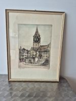 Original Radierung Margarete Götz, Zürich, Kirche St. Peter