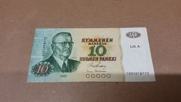 Alte Finnland 🇫🇮 10 Markkaa Banknote, Jahrgang 1980