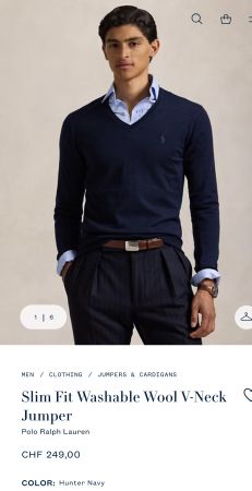 RALPH LAUREN Man Cotton V-Neck Sweater M (wie neu)