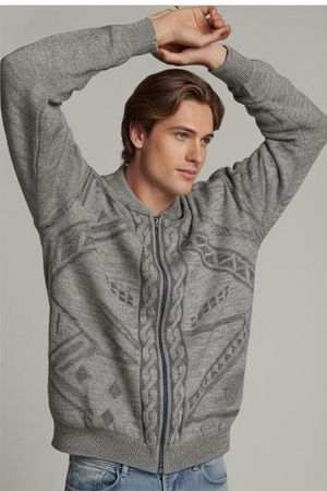 Umberto Rosetti Grauer Reißverschluss-Strickpullover