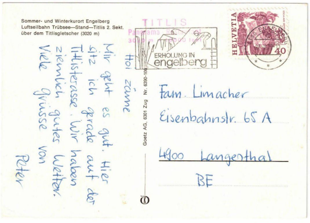 Cartoline postali: Engelberg - Luftseilbahn Stand--Titlis – Usato da Binningen venduto da Mountainrider 1