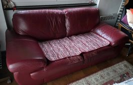 Divano 2 posti in pelle bordeaux