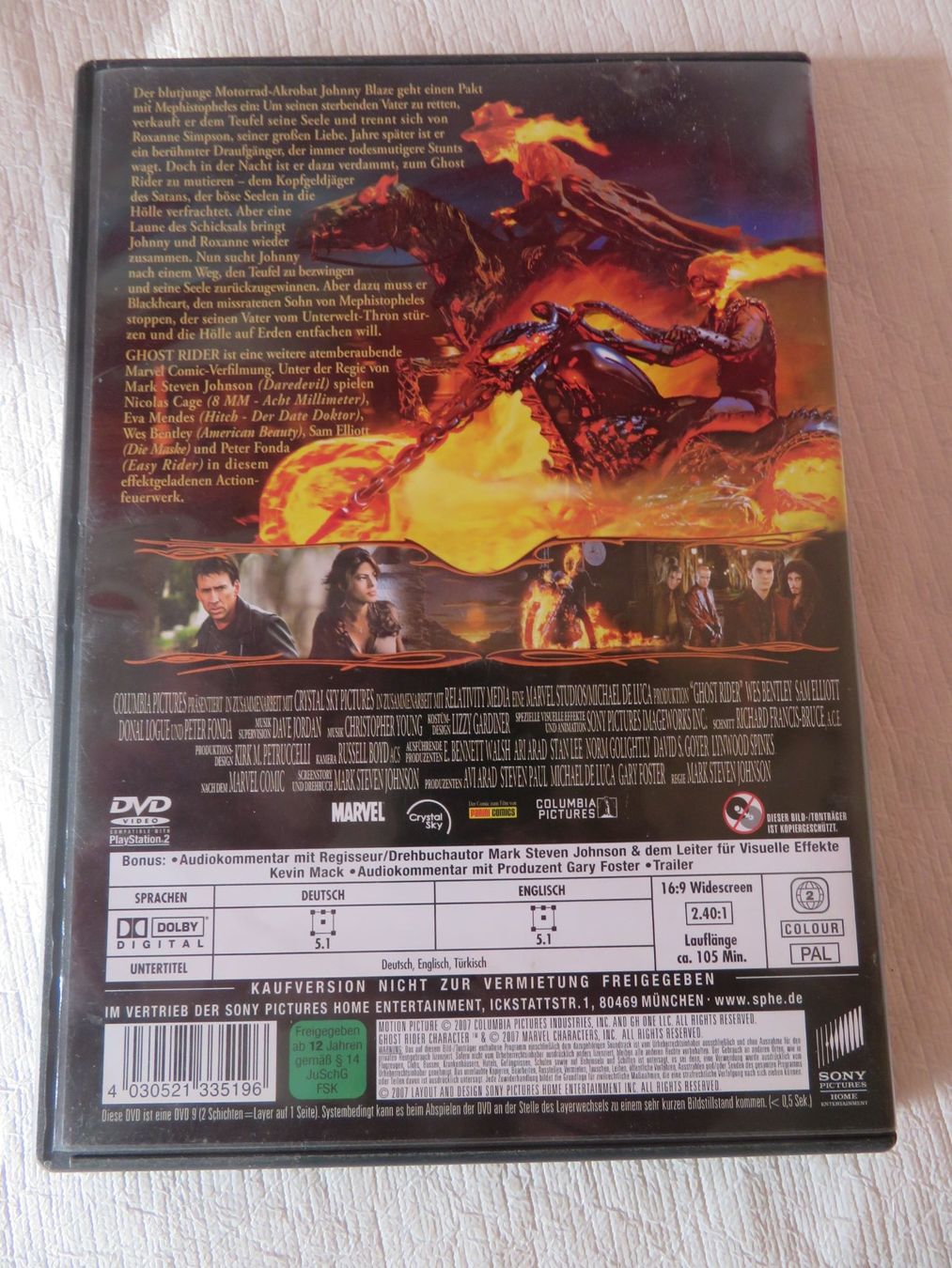Alle DVDs: GHOST RIDER Nicolas Cage und Eva Mendes – Gebraucht aus Weiach von weiach82 1