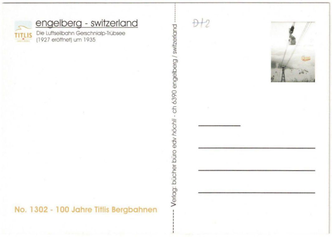 Cartoline postali: Engelberg - Luftseilbahn Gerschnialp--Trübsee – Usato da Binningen venduto da Mountainrider 1