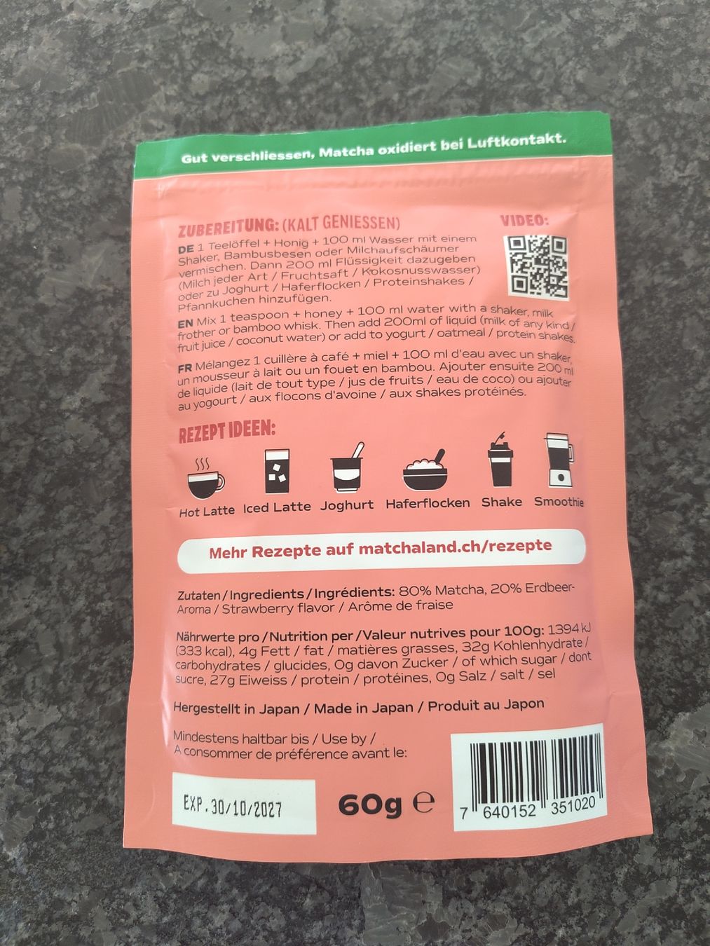 Cibi & Specialità: Strawberry Matcha ungeöffnet – Nuovo e nell'imballaggio originale da Brünisried venduto da Luxerli93 1