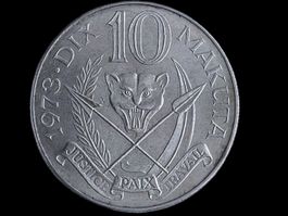 ZAIRE 10 MAKUTA 1973