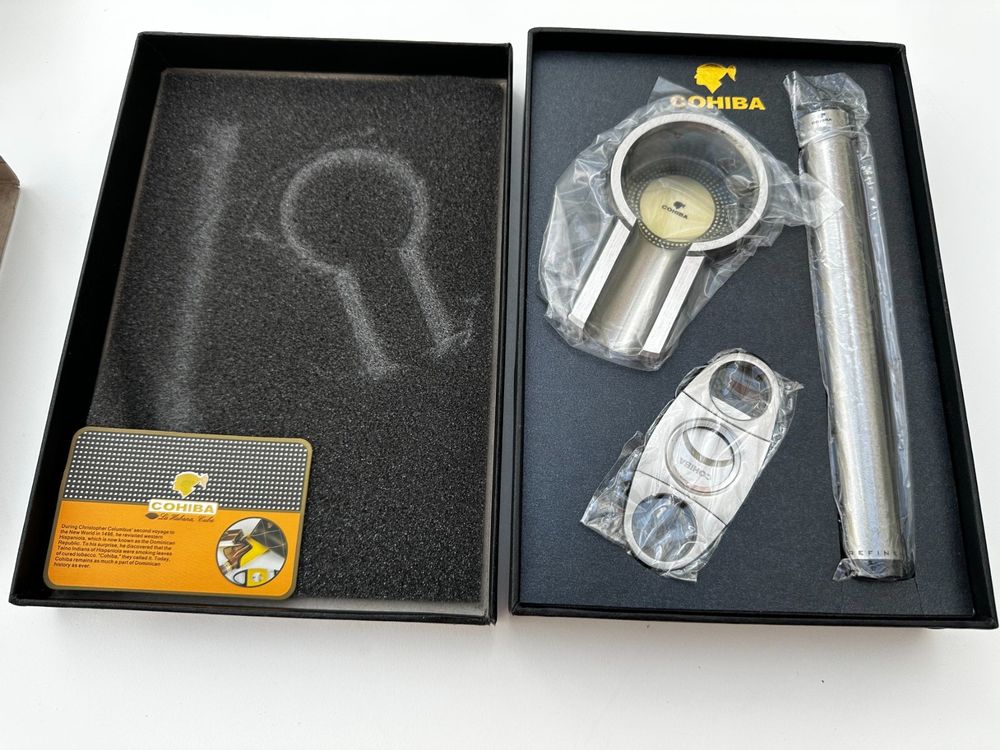 Zigarren-Aschenbecher Set Mit V-Schneider & Stanzer – Tragbar, Aus Harz & Edelstahl, Für Reisen, Büro, Zuhause