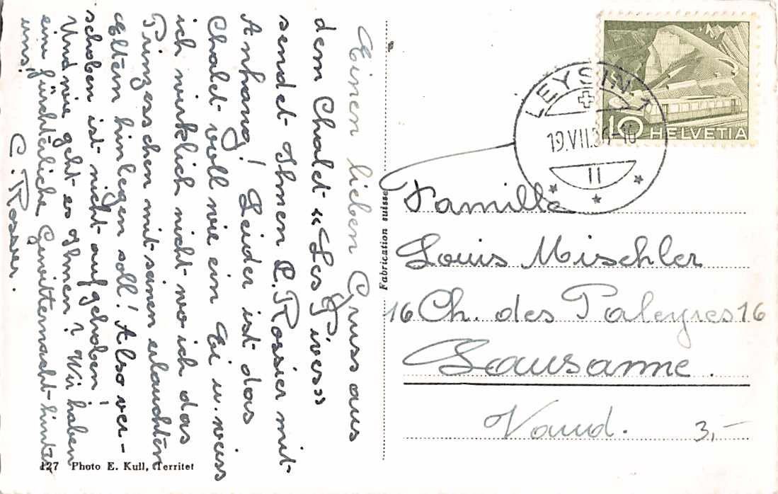Cartoline postali: SOUVENIR de VEGGES VD 1956 – Usato da Lufingen venduto da Rac0 1