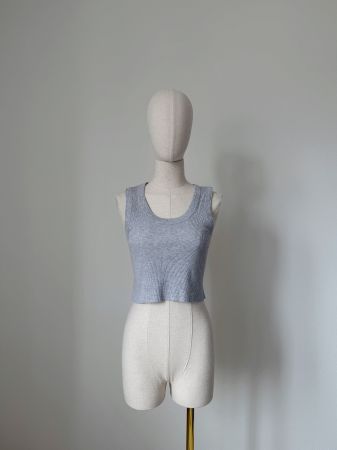 Brandy Melville – Crop Top a Costine grigio, XS-S