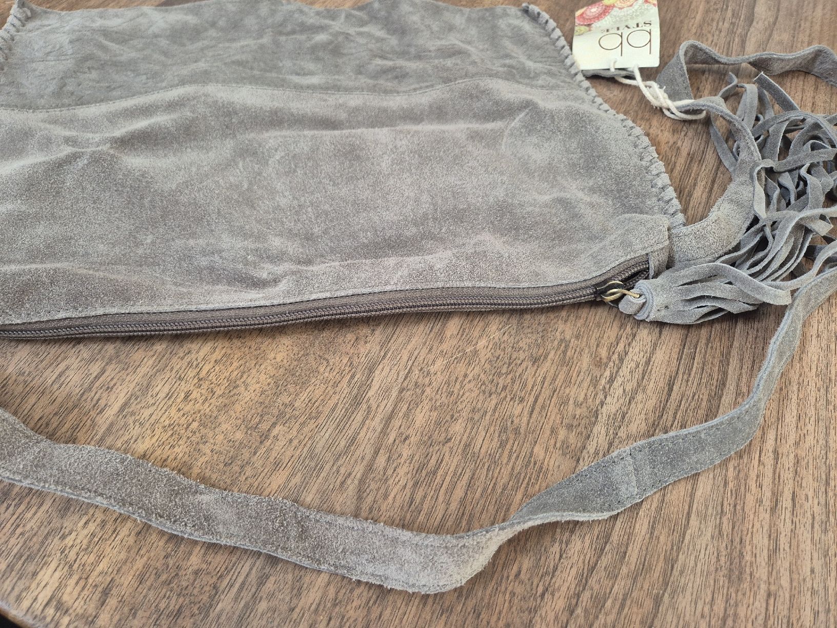 Taschen für Damen: Tasche Wildleder grau mit Fransen Damen neu – Neu und originalverpackt aus Steffisburg von Mallekobold 1