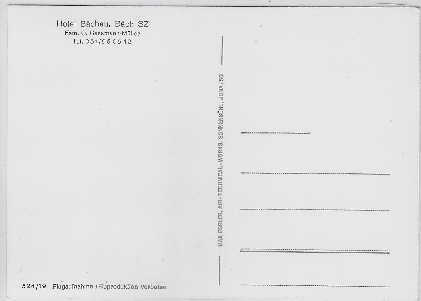 Cartoline postali: Flugaufnahme Hotel Bächau Bäch SZ – Antico da Ettingen venduto da Kartenplanet 1
