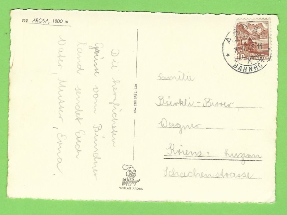 Cartoline postali: Arosa – Usato da Zürich venduto da t24_de 1