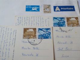 Naher Osten, Israel, 1 Couvert und 2 Karten mit Marken