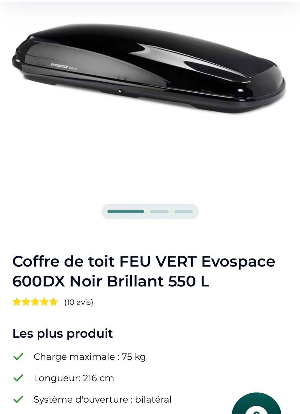 Dachboxen: 🚗 Coffre de toit  Evospace 600DX Noir Brillant – 55 – Neu (gemäss Beschreibung) aus  von