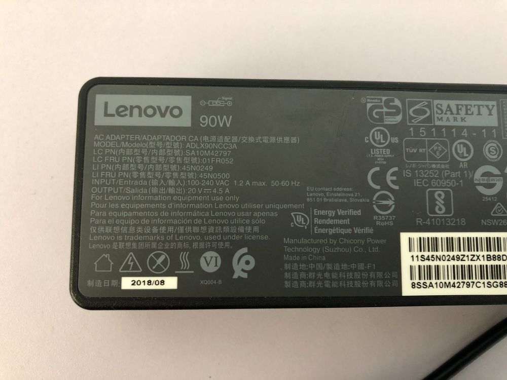 Bloc D'alimentation Lenovo 90W Original - Réf. 45N0249 Slim Tip, Occasion Fonctionnel