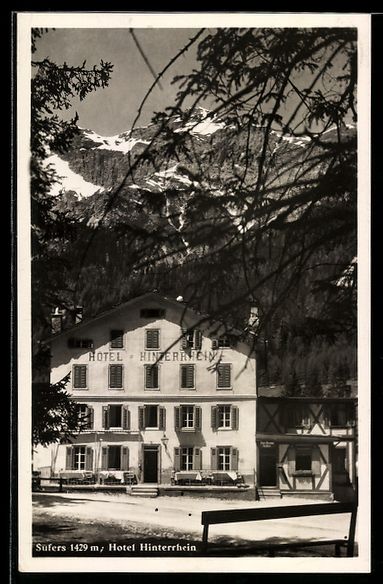 Cartoline postali: AK Sufers, Hotel Hinterrhein – Usato da Berlin venduto da bartko-reher