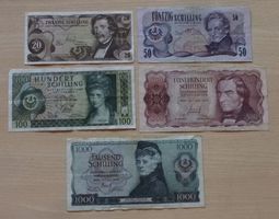 Lot Österreich ++ 5 alte Banknoten