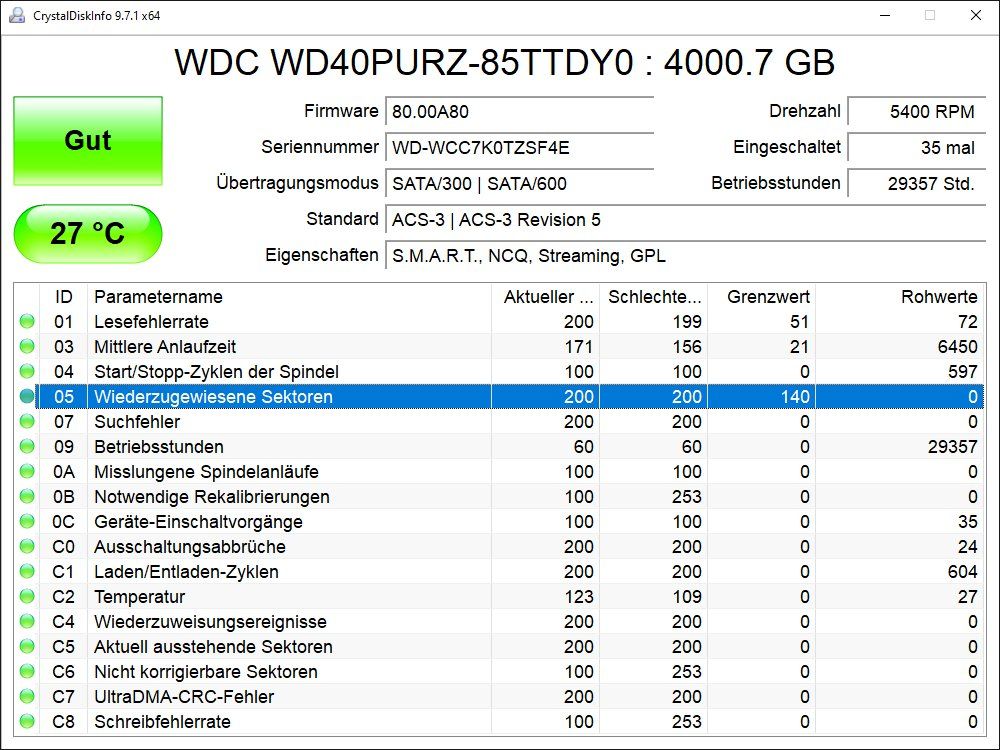 Western Digital Dischi rigidi: 4TB WD40PURZ - Surveillance HD – Usato da Baden venduto da Rolaru 1