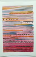 Aquarell Original Abstrakt rot orange - 14.5 x 20.5cm