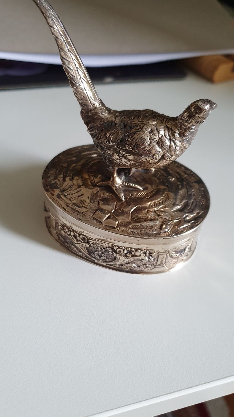 Statuette: Antike Dose mit Fasan Figur Silber  – Usato da Dietikon venduto da Allegra34 4