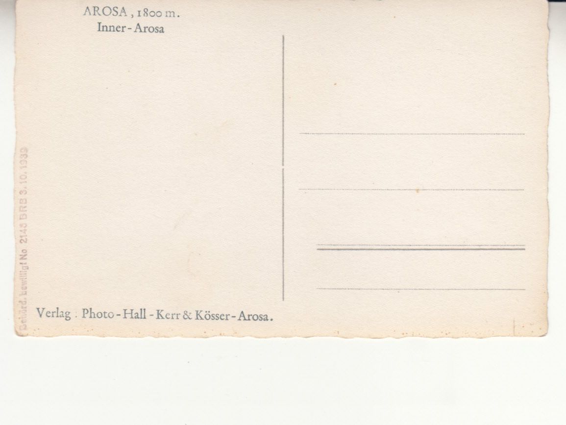 Ansichtskarten: Inner Arosa ca. 1940 – Gebraucht aus Bürglen TG von StampGraf 1