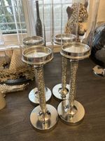 Kerzenständer, 4 Stk. Silber Glitzer, Zustand Top!