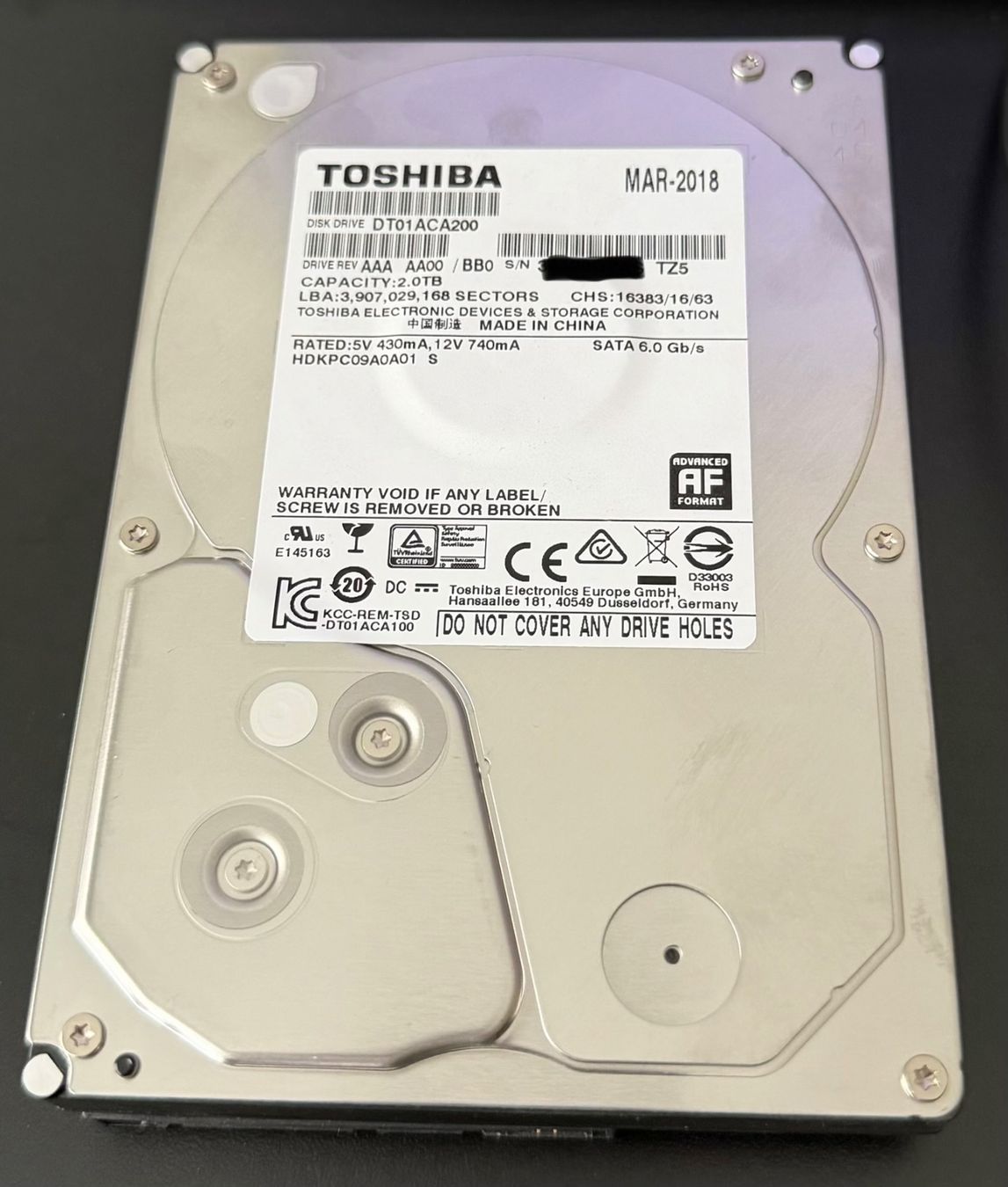 Toshiba Harddisks: Toshiba 2TB Festplatte #4 – Gebraucht aus Tann von Speedesel