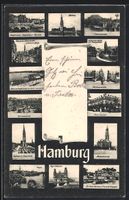 Mikroskop-AK Hamburg, Jungfernstieg, Rat