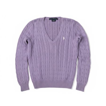 Pull en maille Torsadé Bleu Ralph Lauren Col V - M Femme #34