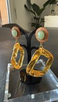 Vintage Boucles d'oreilles pendantes couleur miel, 925