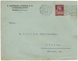 rarer POKO-Perfin HR auf Firmenbeleg von BASEL nach ZÜRICH