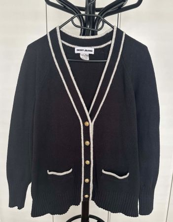 DKNY Cardigan Strickjacke Pullover Damen Schwarz Gr. M