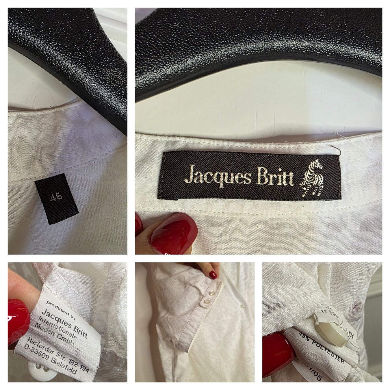 Camicette: Jacques Britt Sommerbluse Weiss Gr. 46 – Usato da Wald ZH venduto da CapLux 2