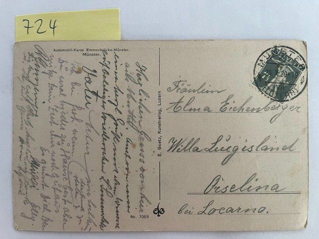 Cartoline postali: alte Ansichtskarte Münster, 1920 – Usato da Niederwil AG venduto da dahu75 1