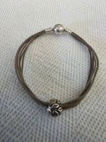 Pandora Stoffarmband in olivegrün mit Blätterbead