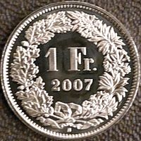 1 Franken 2007 stgl. / aus Münzsatz