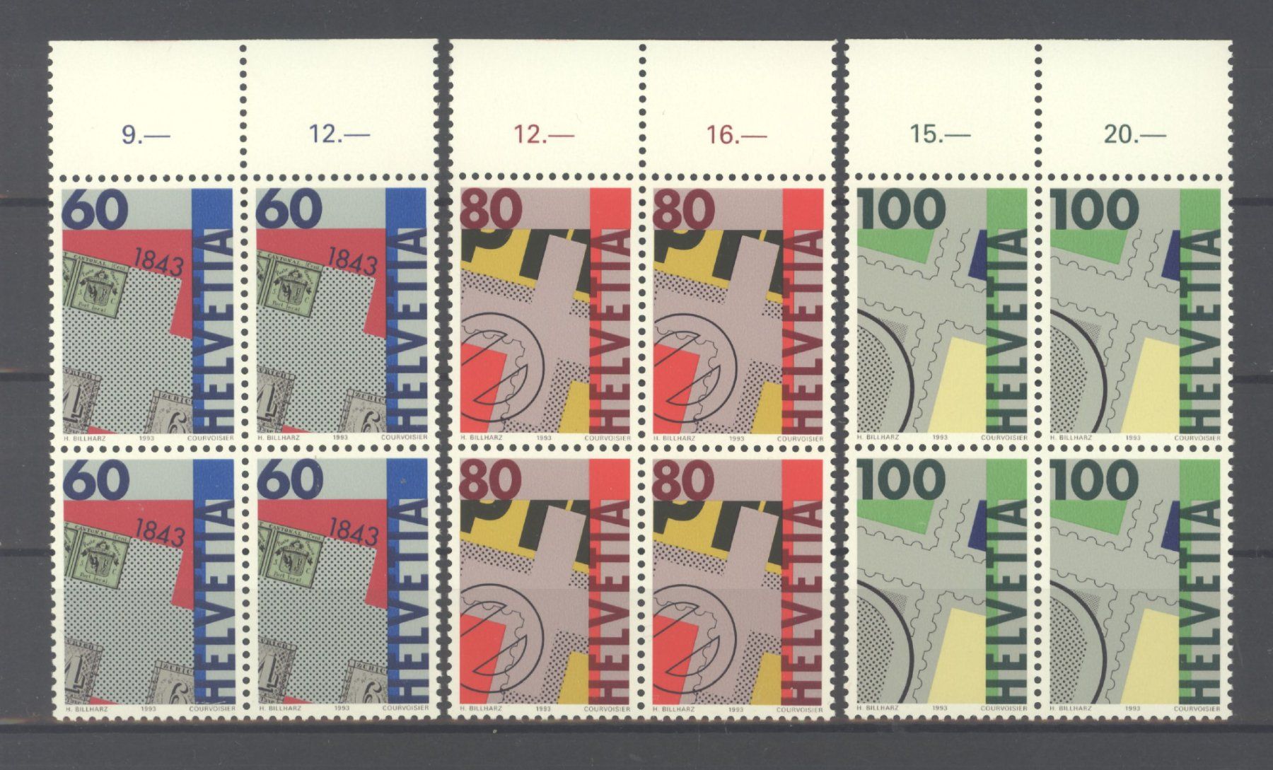 Tutti i francobolli: 1993, Sonderpostmarke II, Viererblöcke ** – Usato da Willisau venduto da Vollstempel