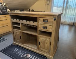 Bar mit Flaschenablage und Schubladen Massivholz