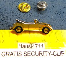 VW KÄFWER CABRIO GLASIERT GOLD PIN MIT SECURITY-CLIP OLDI