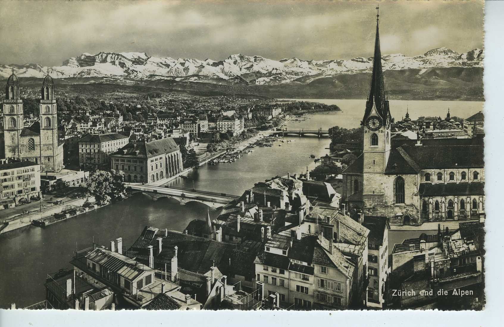 Ansichtskarten: Zürich und die Alpen – Gebraucht aus Schleitheim von Pmschlaate
